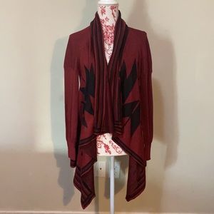 Western Aztec Print Maroon lightweight Cardigan